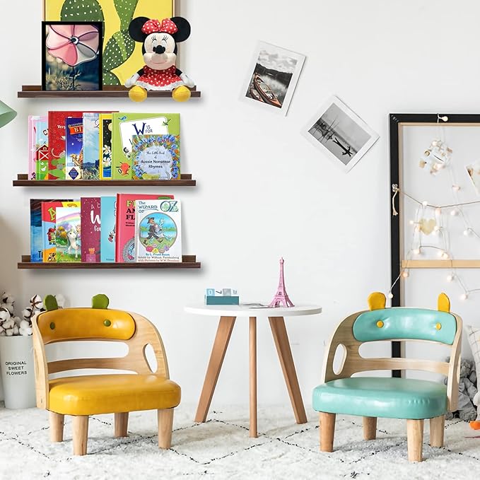 AZSKY 24 Inch Floating Shelves Rustic Wood Wall Shelf Deep Dark Walnut Floating Shelves a Set of 3 Hanging Narrow Picture Photo Ledge Shelves Wall Mounted Bathroom Bedroom Kitchen Office Décor-CubbioJoy