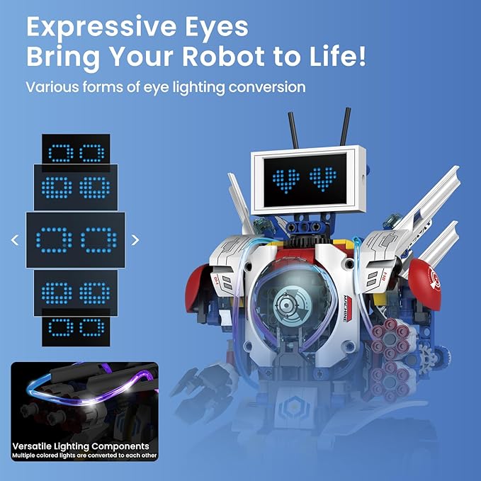 5-in-1 STEM Robot Building Kit for Kids Ages 8-16, Remote & App Controlled, Rechargeable Engineering Learning DIY Coding Toy, Educational Building Blocks Gift for Girls & Boys (603 PCS)-CubbioJoy