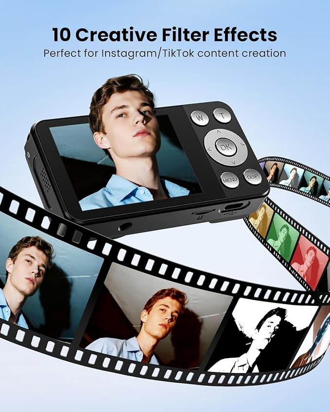 Digital Camera, Autofocus 48MP 4K Camera for Photography with 32GB Card, Portable Compact Point and Shoot Digital Camera for Teens Adult Beginner Kids with Metal Shell, 2000 mAh Battery-CubbioJoy