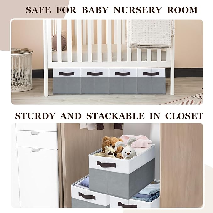 Criusia Large Storage Baskets 8 Pack Versatile Fabric Storage Bins for Closet Cabinet Wardrobe Nursery Pantry | Nursery Organizer Bins for Baby Diaper Toys Clothes | Housewarming Mothers Day Gift-CubbioJoy
