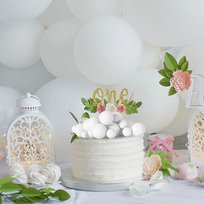 75 Pieces White Cake Balls Topper Decorations Foam Cupcake Topper Mini Balloon Cake Topper Picks for Cake Deco Birthday Party Wedding-CubbioJoy