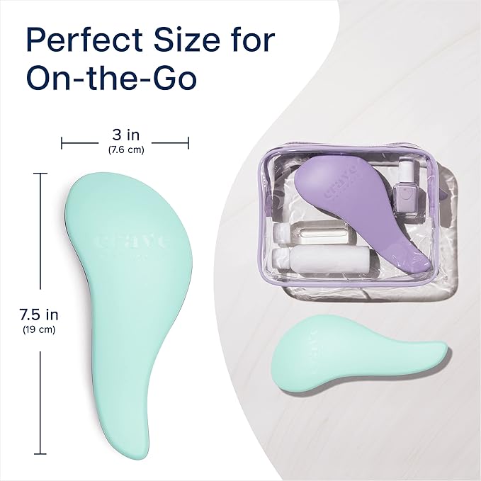 Crave Naturals Glide Thru Detangling Brush for Adults and Kids - Detangler Brush for Curly or Straight, Wet or Dry Hair - Gentle on Tangles Hair Comb - 7.5x3-Inch, Turquoise and Purple (Pack of 2)-CubbioJoy