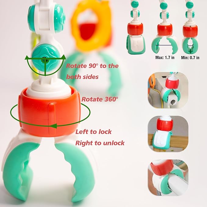 Baby Activity Arch Toy Bar for Stroller, Bassinets and Car Seat, Adjustable Crib Toys Hanging Attachment, Sensory Development Toys with Rattles-CubbioJoy