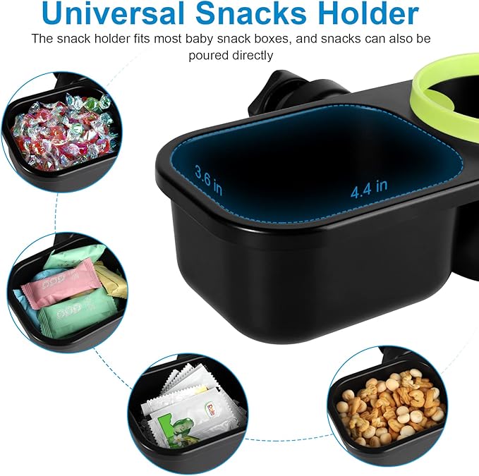 Accmor Stroller Cup Holder with Tray, Universal Cup Holder, Bike Bottle Holder, 361° Rotatable Large Caliber Drinks Holder for Stroller, Bike, Wheelchair, Walker-CubbioJoy