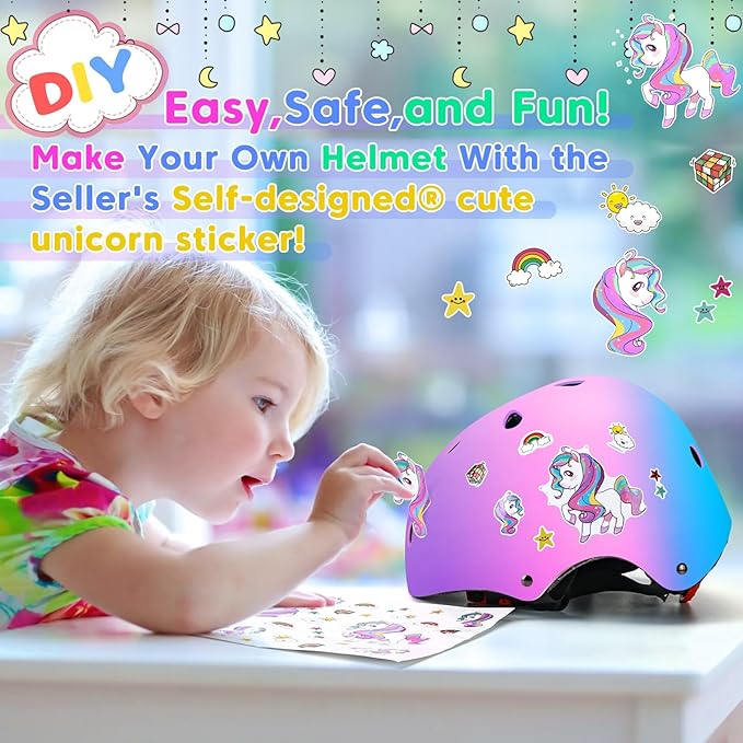 Color Gradient Adjustable Kids Bike Helmet Toddler Skateboard Helmets Boys Girls Child Ventilation Helmet for Multi-Sports Skating Cycling Scooter Balance-CubbioJoy