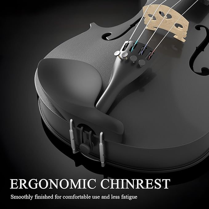 3/4 Beginner Violin Kit,Complete Violin Set with Case, Bow, Rosin,Black-CubbioJoy