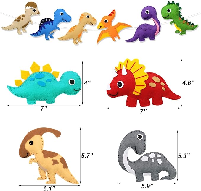 CiyvoLyeen Dinosaur Sewing Craft Kit DIY Kids Craft and Sew Set for Girls and Boys Educational Beginners Sewing Stuffed Animal Felt Plush Ornaments Set of 14 Sewing Kits for Kids Age 8 9 10 11 12-CubbioJoy