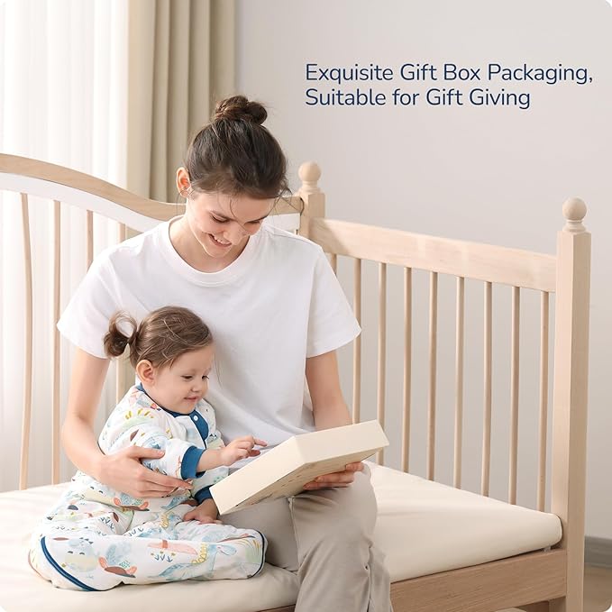 Baby Sleep Sack 3-6 Months, Cotton Detachable Long Sleeve Sleep Sack, 2.5 Tog Toddler Sleeping Sack with Temperature Strips, 2-Way Zipper Wearable Blankets for Newborns, Dinosaur-CubbioJoy