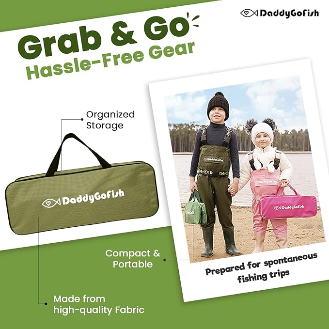 DaddyGoFish Kids Fishing Pole - Rod Reel Combo Tackle Box Starter Set - First Year Small Dock Gear Kit for Boys Girls Toddler Youth Age Beginner Little Children Junior Anglers Older Kids-CubbioJoy