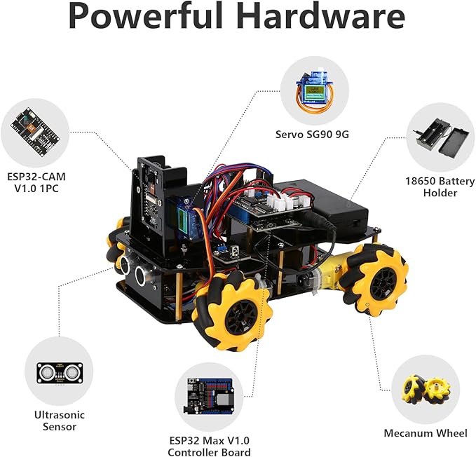 3MP Camera Expansion Pack Smart Car Starter Kit, Robotics Kit for Kids Ages 8-12 12-16, STEM Toys Coding Robot Kit for Teens & Adults(QD002)-CubbioJoy