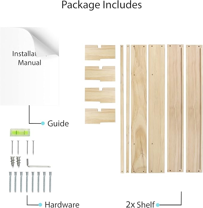 Brightmaison Polynez 30" Floating Shelves for Nursery & Kids, Set of 2 Unfinished Multiuse Wall Shelf-CubbioJoy