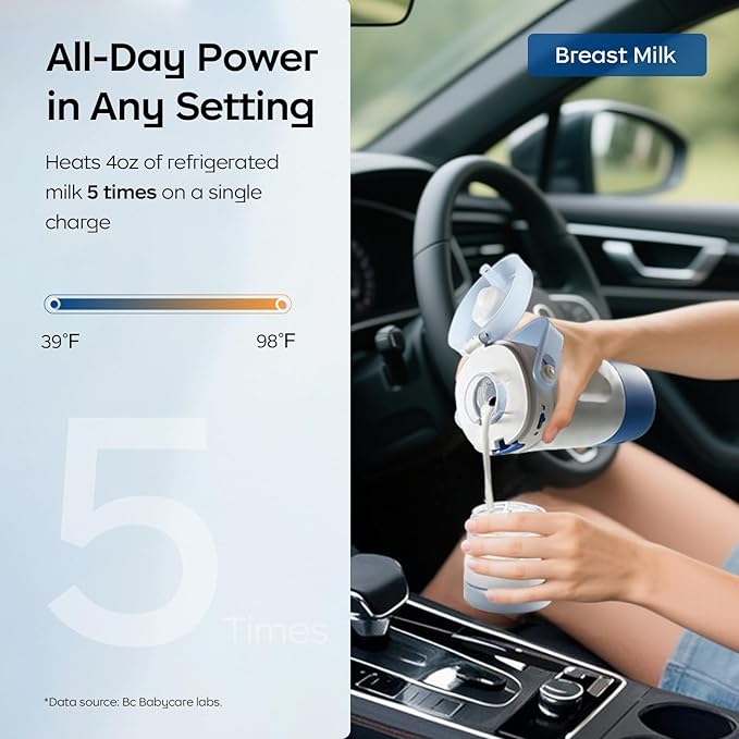 Bc Babycare Portable Milk Warmer for Travel, Portable Bottle Warmer with Fast Heating & Long Battery Life, 18 Ounces Large Capacity-CubbioJoy