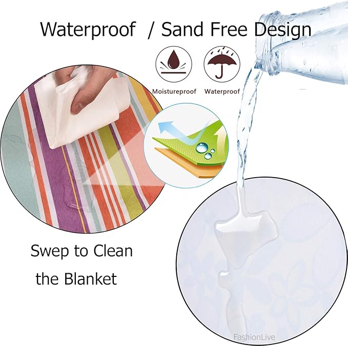 Beach Blanket Extra Large Picnic Blanket Outdoor Blanket Waterproof Sand Free Oversized Camping Mat Foldable Portable Handy Tote for Travel Sports Home Yoga Park Grass Lawn, 79"x57"-CubbioJoy