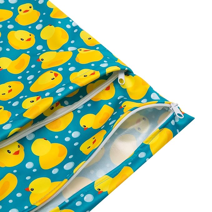 ALVABABY 2pcs Cloth Diaper Wet Dry Bags Waterproof Reusable with Two Zippered Pockets Travel Beach Pool Daycare Soiled Baby Items Yoga Gym Bag for Swimsuits or Wet Clothes L114117-CubbioJoy