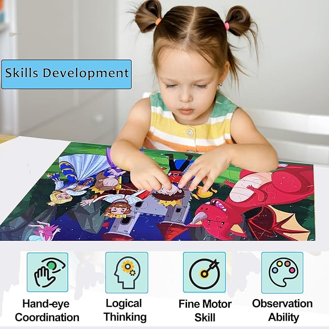Jumbo Fairy Tales Floor Puzzle for Kids, Large Jigsaw Puzzles 35 Piece for Kids Ages 3-5,Preschool Learning & Education Toys, Gifts for 4-8 Year Old Boys and Girls (Kingdom Story)-CubbioJoy