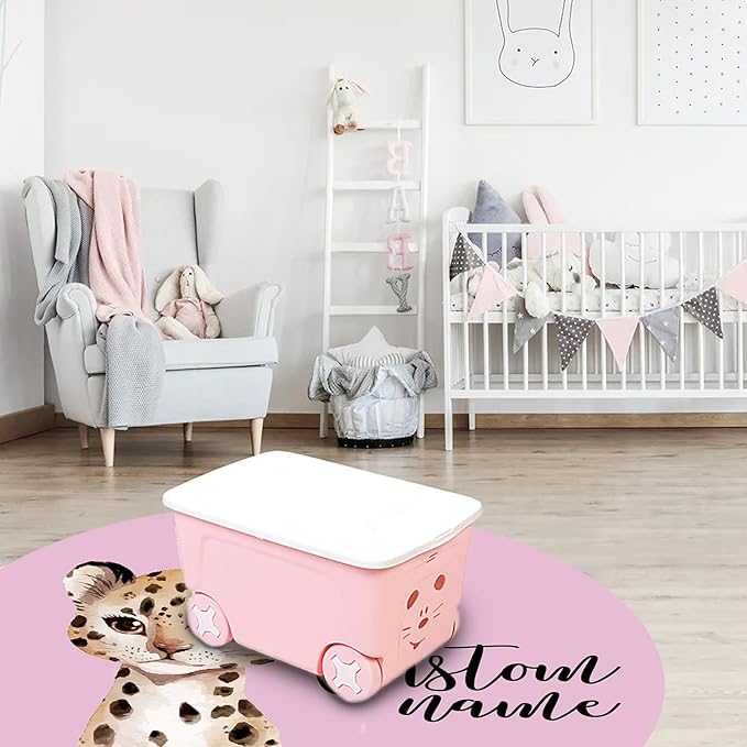 Custom Nursery Crib Bedding Set: Personalized Name 4 Piece Pink Leopard Elephant Design Baby Crib Sets for Girls - Toddler Double Layer Blanket Set, Comfortable Crib Bed Sheets for Baby Toddlers-CubbioJoy