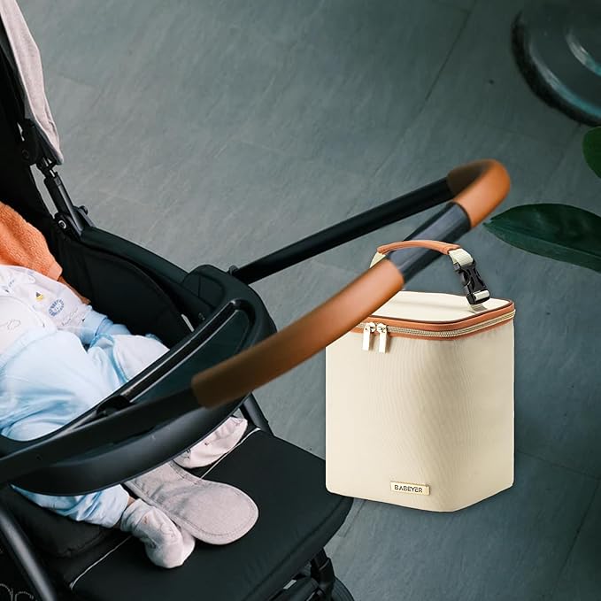 Breastmilk Cooler Bag with Ice Pack Fits 4 Baby Bottles Up to 9 Ounce, Baby Bottle Bag Great for Nursing Mom Daycare-CubbioJoy