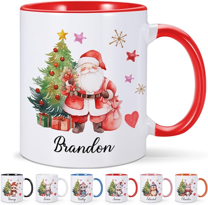 Custom Christmas Coffee Mug Personalized Hot Chocolate Mug for Kids Customized Hot Cocoa Cups with Name 11oz Ceramic Santa Mugs Winter Holiday Xmas Mugs Christmas Gifts for Family Kids Xmas Decor-CubbioJoy