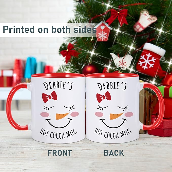 Custom Christmas Mugs Personalized Hot Cocoa Mug for Kids Snowman Hot Chocolate Mug Customized Winter Holiday Mugs 11 oz Christmas Ceramic Mug Xmas Gifts for Boys Girls Family Christmas Decorations-CubbioJoy