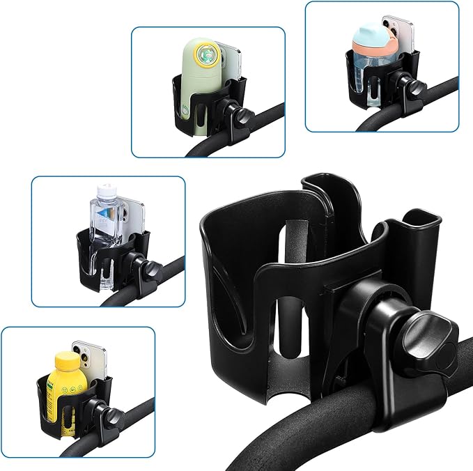 Accmor Stroller Cup Holder with Phone Holder, Bike Cup Holder, Universal Cup Holder for Uppababy Nuna Doona Strollers, 2-in-1 Cup Phone Holder for Stroller, Bike, Wheelchair, Walker, Scooter-CubbioJoy