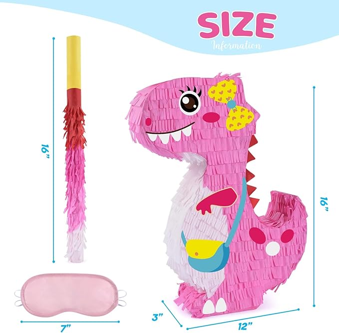 Dinosaur Pinata - Dinosaur Birthday Party Supplies for Girls Kids Dino Themed Party Pinata Bundle Set Perfect Party Game Activity Decoration-CubbioJoy