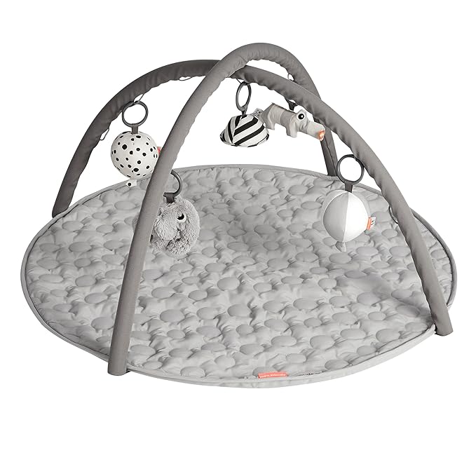 Done by Deer Activity Play Mat Deer Friends Grey - Baby Play Mat with 5 Toys for Sensory Stimulation and Early Development - Hang The Toys in 13 Different Positions on The Arches-CubbioJoy