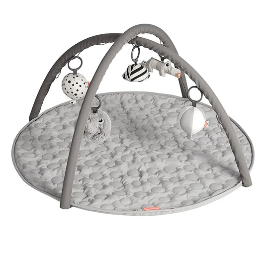 Done by Deer Activity Play Mat Deer Friends Grey - Baby Play Mat with 5 Toys for Sensory Stimulation and Early Development - Hang The Toys in 13 Different Positions on The Arches-CubbioJoy