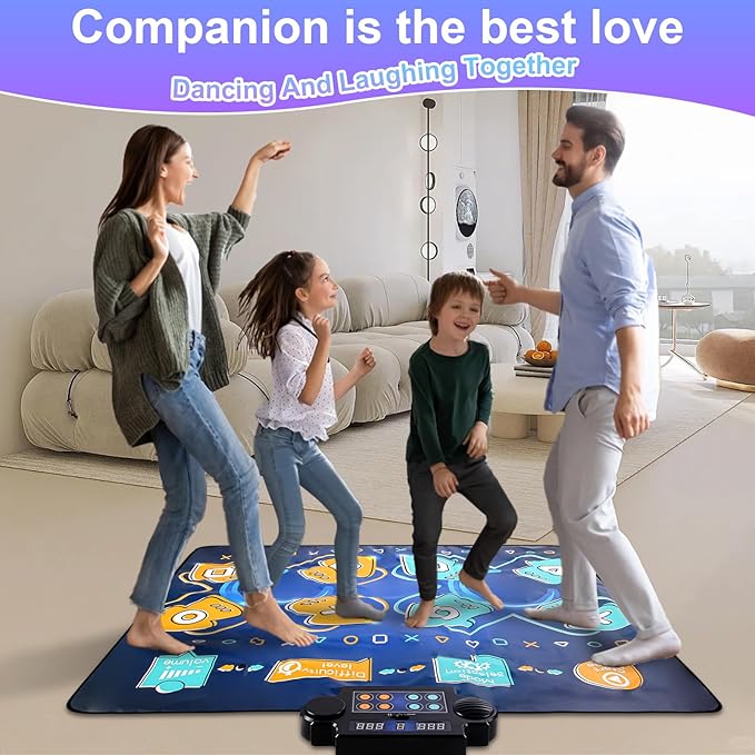 2Player Dance Mat for Kids, Electronic Double Dance Mixer Rhythm Step Play Mat,Dance pad Game Toys Music for Girls Boys,Christmas/Festival/Birthday Gifts for Kids,Age 3 4 5 6 7 8 9 10 11 12+ Year Old-CubbioJoy