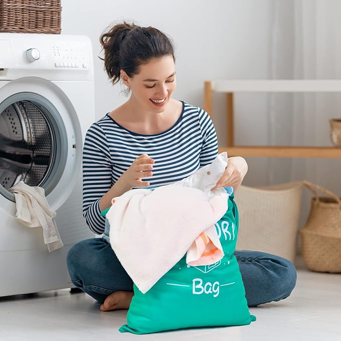 2 Pcs Large Travel Laundry Bags - Waterproof Wet/Dry, Washable, Drawstring, Bathing Suit, Workout, Gym Clothes, Swimming, Yoga - Green, Grey-CubbioJoy