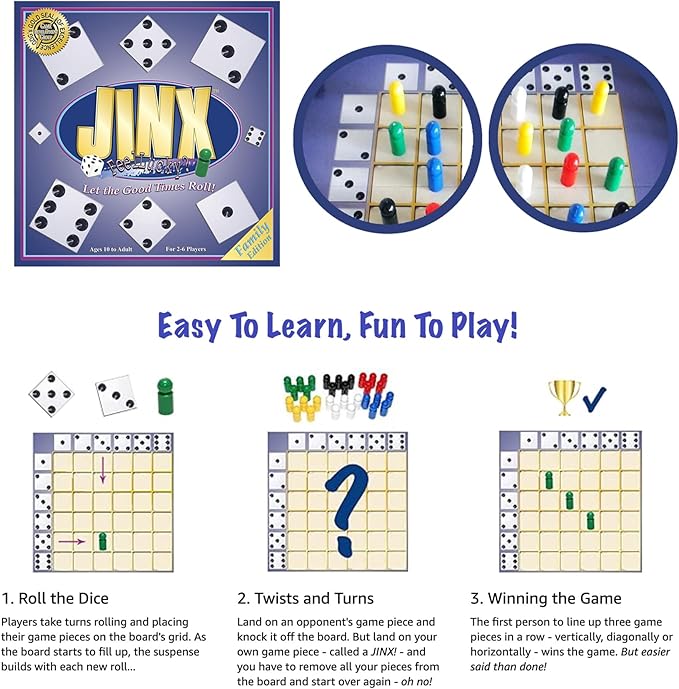 Jinx - Fast and Fun Board Game of Chance Where The Luck of The Roll Determines Your Fate - Game Night Fun for Family & Adults-CubbioJoy