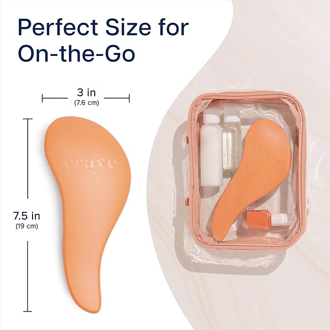 Crave Naturals Glide Thru Hair Brush - Detangler Brush for Curly, Straight, Wet or Dry Hair - Gentle Detangling Brusheses for Adults, Kids, Toddlers - Hair Accessories for Women, 7.5"x3" - Coral-CubbioJoy