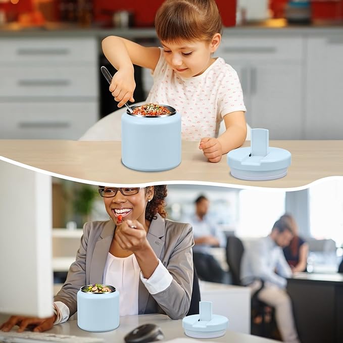 26oz Kids Thermos for Hot Food, Insulated Vacuum Food Jar with Buckle Lid, Stainless Steel Wide Mouth Leak Proof Insulated Lunch Container for School Picnic Travel, Blue-CubbioJoy