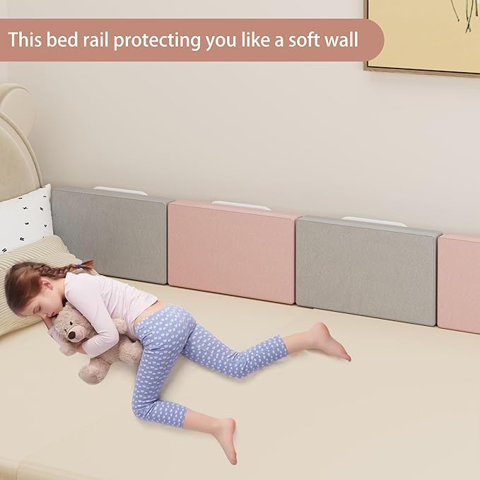 Bed Rail Guards for Toddlers, Adjustable Bed Rails with Safety, Bed Side Rails for Twin, Full, Queen Bunk Size (Pink)-CubbioJoy