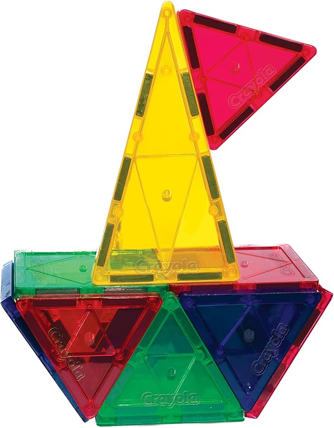 CreateOn Crayola Bold Magnetic Tiles, Building Set for Kids, Magnetic Tiles, Kids’ Building Toys, STEM and Montessori Toys for Boys and Girls Ages 3+, 24-Piece Set (Bold)-CubbioJoy