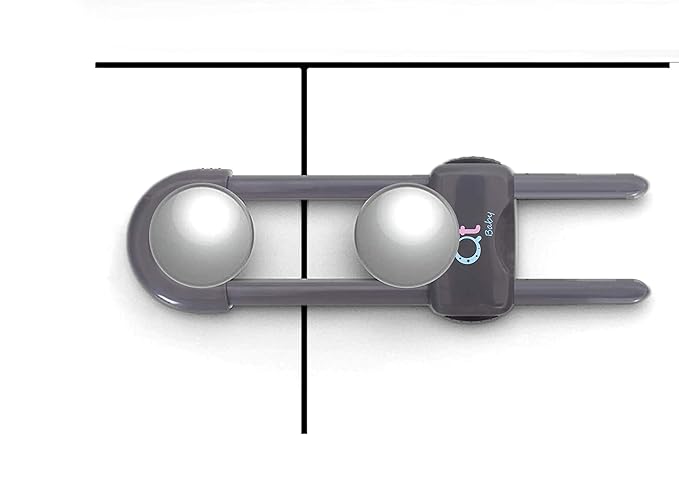 Baby Proofing Cabinet Locks | Adjustable U Shaped Baby Safety Latches for Drawers, Fridge, Closet |Modern Baby Proofing Cabinet Lock with Extra Secure Lock Buttons (Pack of 2)-CubbioJoy