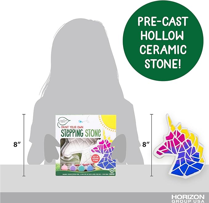 Creative Roots Mosaic Unicorn Stepping Stone, Includes 7-Inch Ceramic Stone & 6 Vibrant Paints, DIY Garden Stepping Stone Kit for Kids Ages 6+-CubbioJoy