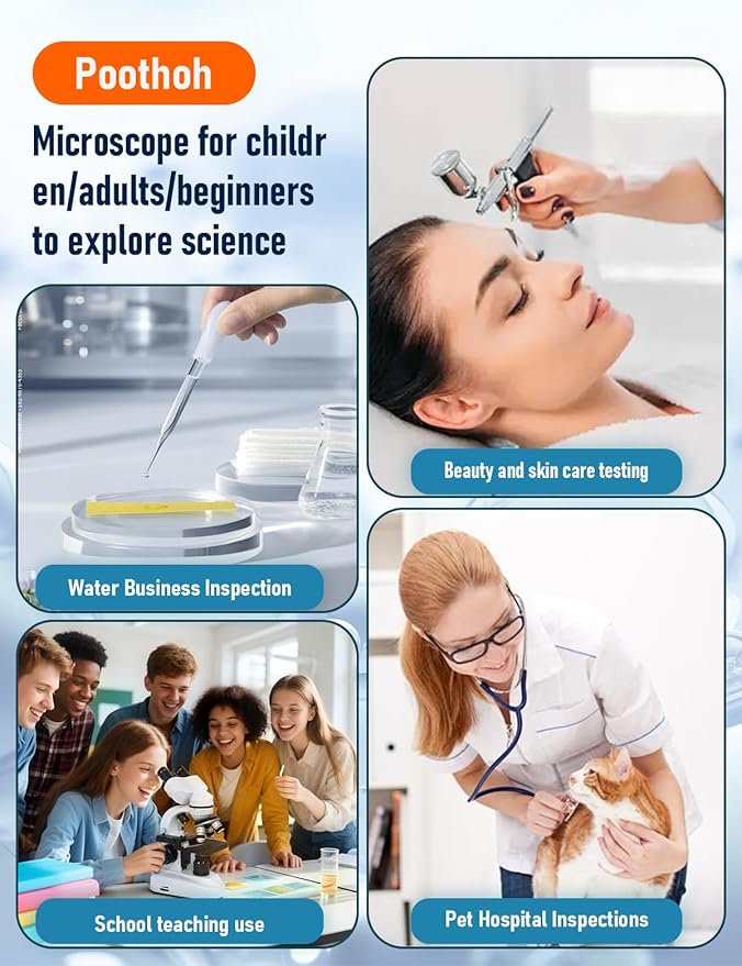 Binocular Compound Microscope 40X-2000X, Research Grade Professional Microscope with Dual Mechanical Stages and Coaxial Coarse/Fine Focus Knobs, Built-in Electronic Eyepieces, Adult Microscope-CubbioJoy