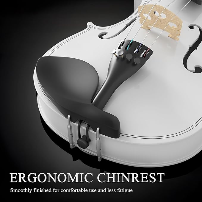 4/4 Beginner Violin Kit for Adults, Complete Full Size Violin Set with Portable Case, Bow, Rosin, White-CubbioJoy