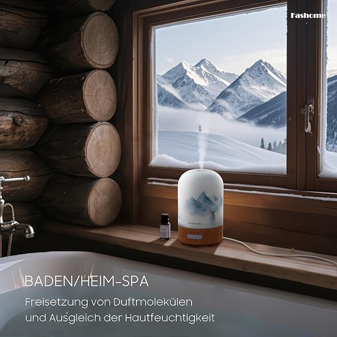 Aromatherapy Essential Oil Diffuser with Lavender Oils, 6 in 1 Ultrasonic 100ML Aromatherapy Scent Humidifier Vaporizer with Dense fine Mist, Timer, Auto-Off (Winter-Lavender)-CubbioJoy