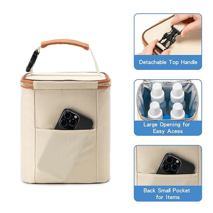 Breastmilk Cooler Bag with Ice Pack Fits 4 Baby Bottles Up to 9 Ounce, Baby Bottle Bag Great for Nursing Mom Daycare-CubbioJoy