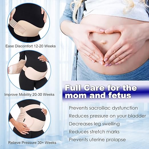 ChongErfei Maternity Belt, Pregnancy 3 in 1 Support Belt for Back/Pelvic/Hip Pain, Maternity Band Belly Support for Pregnancy Belly Support Band (S: Fit Ab 31.5"-43.3", Black)-CubbioJoy