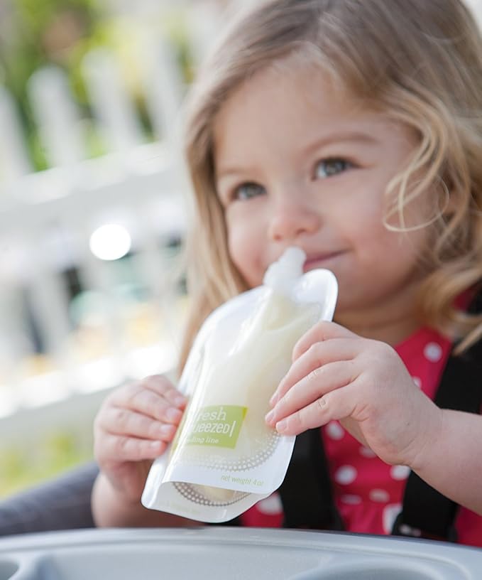 Infantino Disposable Squeeze Pouches - Pack of 50 Disposable Pouches for Portable Homemade semi-Solid Food for Babies and Toddlers, BPA and PVC Free, Freezer Safe-CubbioJoy