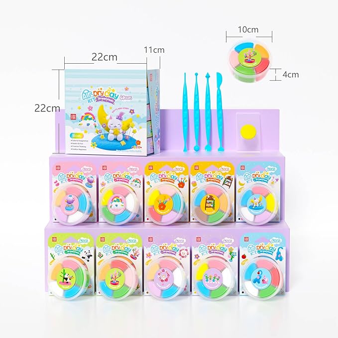 Air Dry Clay Kit - Modeling Clay for Kids 10 Boxes mit Sculpting Tools und Tutorials, Ultra Light & Soft, Safe & Non-Toxic, DIY Model Magic Clay,Creative Crafts Toys Gifts for Girls Boys 3+ Years Old-CubbioJoy