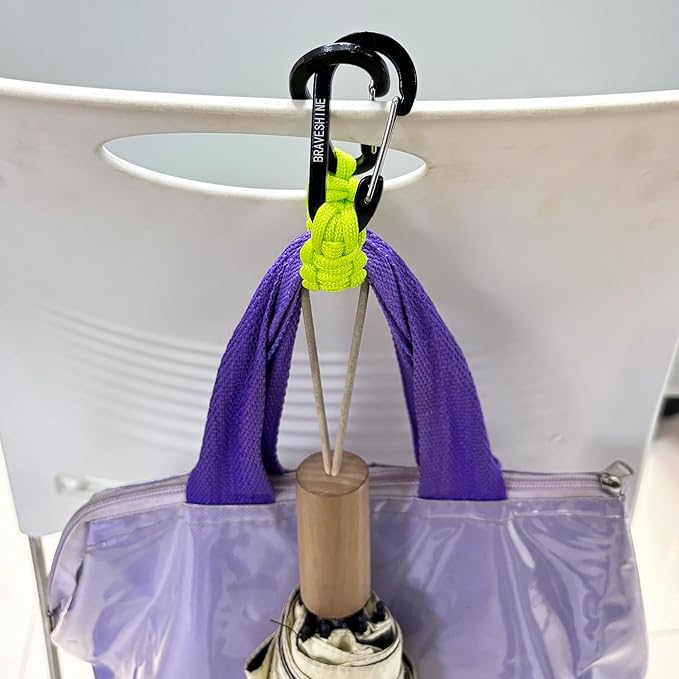 BRAVESHINE Paracord Keychain Carabiner Clip, D Ring Lanyard Hanger Stroller Hook for Water Bottle, Key, Backpacks, Men, Women-CubbioJoy