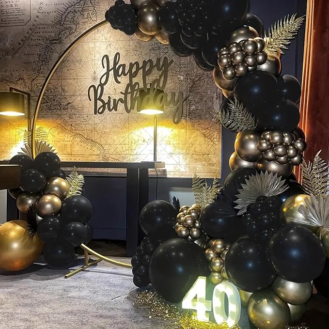 140pcs Balloon Arch Kit, Black Balloons of Different Sizes Pack of 18 12 10 5 Inch Party Balloon Kit for Birthday Party or Balloon Arch as Graduation Wedding Baby Shower Anniversary Party-CubbioJoy