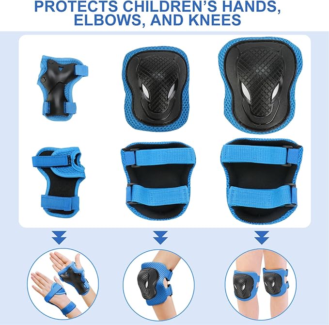 KAMUGO Kids Bike Helmet Set, Toddler Helmet for Ages 2-8 Boys Girls with Sports Protective Gear Set Knee Elbow Wrist Pads for Skateboard Cycling Scooter Rollerblading-CubbioJoy
