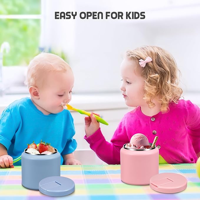 26oz Soup Thermo for Hot Food Kids with Buckle Lid Insulated Vacuum Food Jar Wide Mouth Leakproof Stainless Steel Lunch Container (Blue)-CubbioJoy