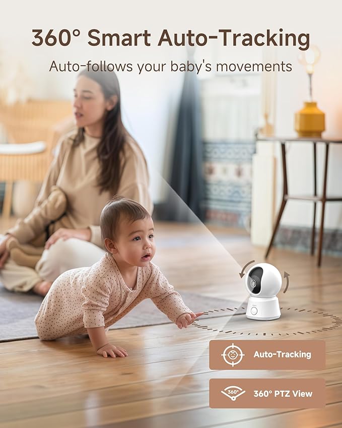 ARENTI WiFi Baby Monitor, 5-inch Wireless Display, 1080p PTZ Camera, Free Smartphone App, Encrypted Connection, Lullaby, Super Night Vision, Auto Tracking, Temp Sensor, Support Local Storage(B2 Kit)-CubbioJoy