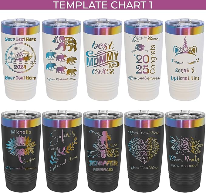 iProductsUS Personalized Tumblers with Lid and Straw, 20oz ION-Plated Stainless Steel Engraved Custom Cup with Name Text, Customized Mothers Day Gifts for Mom, Her, Christmas Birthday (Prism Colors)-CubbioJoy
