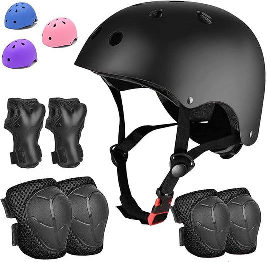 Kids Bike Helmet Set Adjustable for Children, Boys, Girls and Teenagers Aged 3-8 Years Includes Elbow, Knee, Wrist Guards Children's Helmet Protection Set for Bikes SkateboardsRollerskates-CubbioJoy
